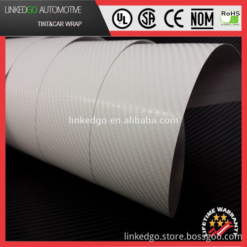 Professional 4D White Carbon Fiber Vinyl 1.52*30M Self Adhesive Vinyl Sticker